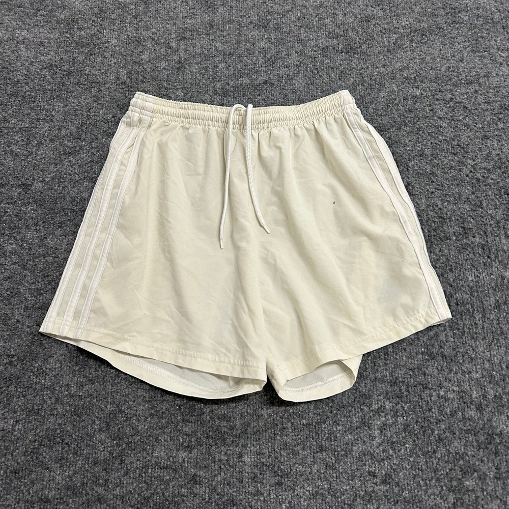 Adidas Shorts Womens Size S Cream Three Stripe Athletic Running Casual Sport
